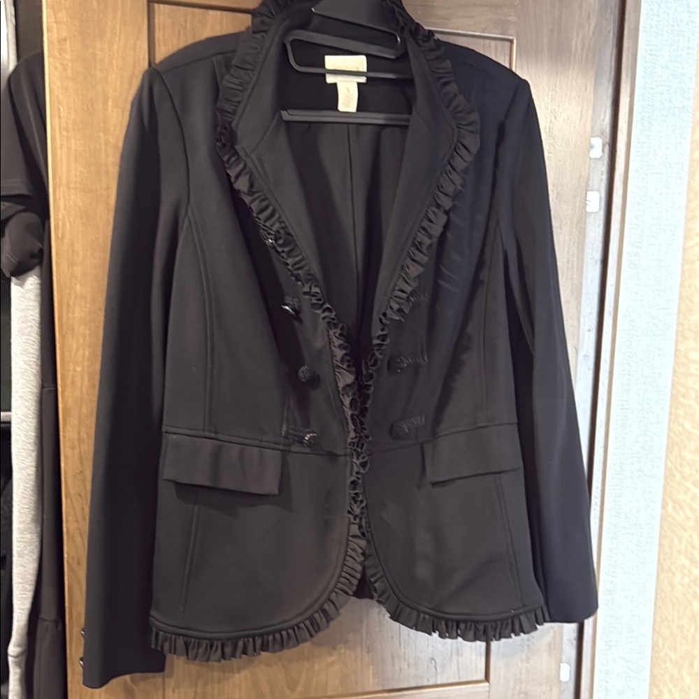 Chico's Black Fringe Trim Blazer 1